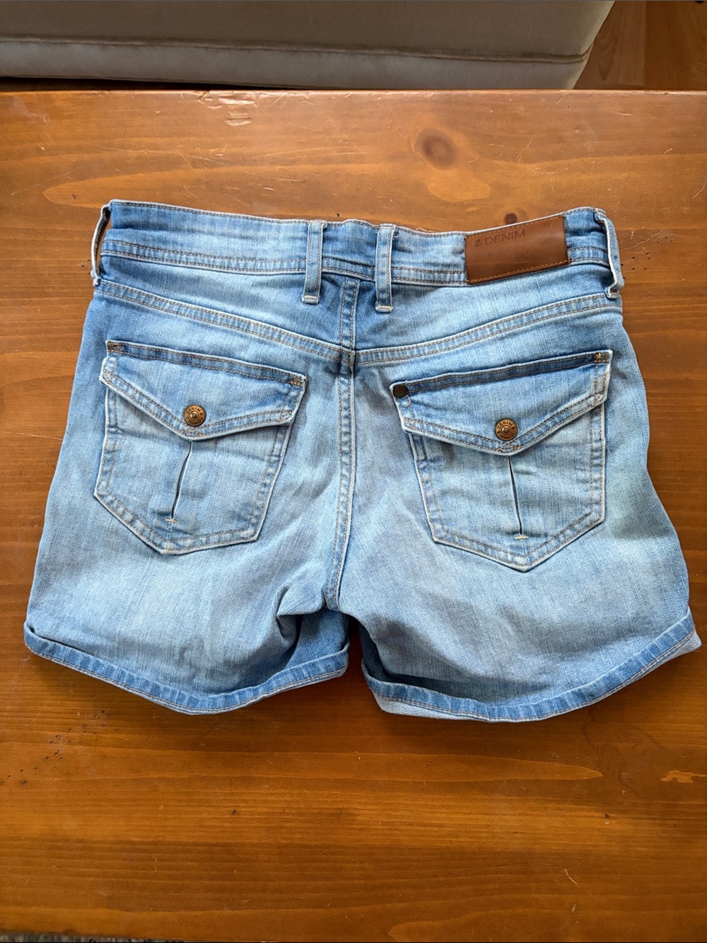H&M Light Blue Denim Jean Shorts with Flap Back Pockets